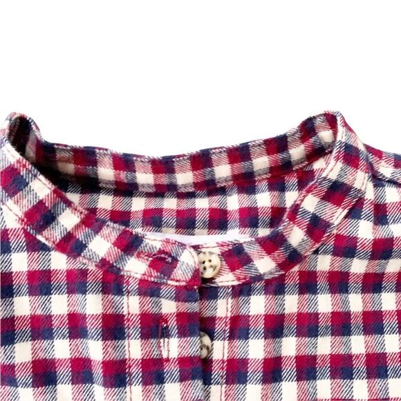 Something Navy Jaime Ruffle Sleeve Plaid Button Up Long Sleeve Top NWT XS - Picture 3 of 16